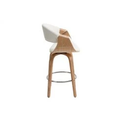 MILIBOO Tabouret De Bar Design Blanc Et Bois Clair 65 Cm ARAMIS - Bois Clair / Blanc -France MILIBOO Soldes 2022 15117580 3