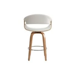 MILIBOO Tabouret De Bar Design Blanc Et Bois Clair 65 Cm ARAMIS - Bois Clair / Blanc -France MILIBOO Soldes 2022 15117580 4