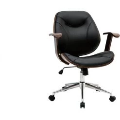 MILIBOO Chaise De Bureau Design Bois YORKE - Noyer / Noir - Noyer / Noir -France MILIBOO Soldes 2022 15117583 3