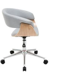 MILIBOO Fauteuil De Bureau Design Tissu Gris Et Bois Clair OKTAV - Gris Clair -France MILIBOO Soldes 2022 15117584 3