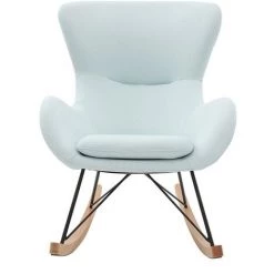 MILIBOO Rocking Chair Design Velours ESKUA - Vert Menthe - Vert Menthe