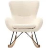 MILIBOO Rocking Chair Design Tissu Blanc Effet Peau De Mouton ESKUA - Beige -France MILIBOO Soldes 2022 15542439 1