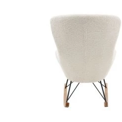 MILIBOO Rocking Chair Design Tissu Blanc Effet Peau De Mouton ESKUA - Beige -France MILIBOO Soldes 2022 15542439 4