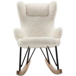 MILIBOO Rocking Chair Enfant Tissu Effet Peau De Mouton SHAUN - Blanc Cassé -France MILIBOO Soldes 2022 15542447 5