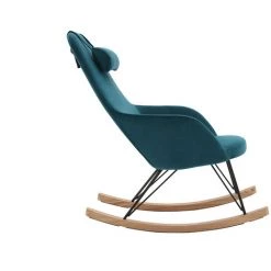 MILIBOO Rocking Chair En Tissu Avec Pieds Métal JHENE - Bleu Pétrole Velours - Bleu Pétrole Velours -France MILIBOO Soldes 2022 15542448 3
