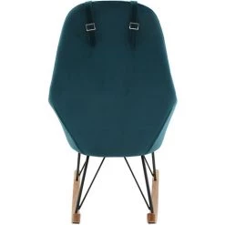 MILIBOO Rocking Chair En Tissu Avec Pieds Métal JHENE - Bleu Pétrole Velours - Bleu Pétrole Velours -France MILIBOO Soldes 2022 15542448 4