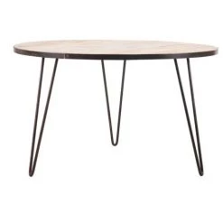 MILIBOO Table à Manger Ronde Industrielle Manguier Massif Et Métal D125 Cm ATELIER - Bois Clair / Noir