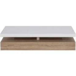 MILIBOO Table Basse Design Laquée Blanc Brillant Et Bois SONOMA - Bois Clair / Blanc Laqué