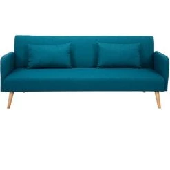 MILIBOO Canapé Convertible Scandinave 3 Places LULA - Bleu Canard - Bleu Canard