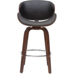 MILIBOO Tabouret De Bar Pivotant Bois 65 Cm WALNUT - Noyer / Noir - Noyer / Noir