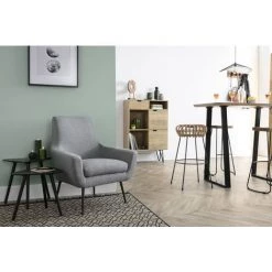 MILIBOO Fauteuil Design Gris Clair Et Métal Noir MONTANA - Gris Clair -France MILIBOO Soldes 2022 16612501 5