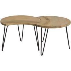 MILIBOO Tables Basses Gravées Manguier Massif Et Métal Noir (lot De 3) VIBES - Naturel -France MILIBOO Soldes 2022 16702624 4