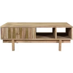 MILIBOO Table Basse Design Manguier Massif Et Laiton ZAIKA - Naturel