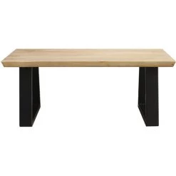 MILIBOO Table Basse En Manguier Massif Et Métal Noir VIJAY - Bois Clair / Noir