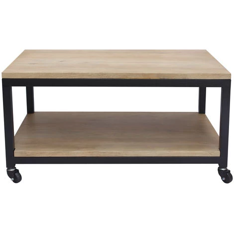 MILIBOO Table Basse à Roulettes En Manguier Massif Et Métal L90 Cm FACTORY - Naturel 3 MILIBOO Table Basse à Roulettes En Manguier Massif Et Métal L90 Cm FACTORY - Naturel