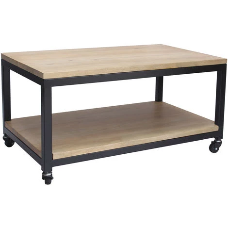 MILIBOO Table Basse à Roulettes En Manguier Massif Et Métal L90 Cm FACTORY - Naturel 4 MILIBOO Table Basse à Roulettes En Manguier Massif Et Métal L90 Cm FACTORY - Naturel – Image 2