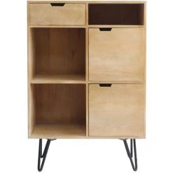 MILIBOO Buffet Haut En Manguier Massif Et Métal Noir VIBES - Naturel