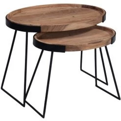 MILIBOO Tables Basses Gigognes Métal Et Acacia Massif ELAVO - Bois Clair / Noir -France MILIBOO Soldes 2022 18215402 2