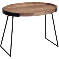 MILIBOO Tables Basses Gigognes Métal Et Acacia Massif ELAVO - Bois Clair / Noir -France MILIBOO Soldes 2022 18215402 3