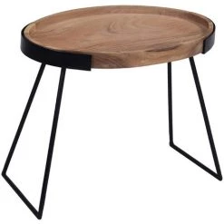 MILIBOO Tables Basses Gigognes Métal Et Acacia Massif ELAVO - Bois Clair / Noir -France MILIBOO Soldes 2022 18215402 4