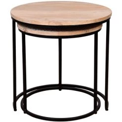 MILIBOO Tables Basses Gigognes Manguier Massif Et Métal TOGETHER - Bois Clair / Noir -France MILIBOO Soldes 2022 18215405 3