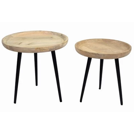 MILIBOO Tables Basses Gigognes En Manguier Massif Et Métal PYTA - Bois Clair / Noir 5 MILIBOO Tables Basses Gigognes En Manguier Massif Et Métal PYTA - Bois Clair / Noir – Image 3