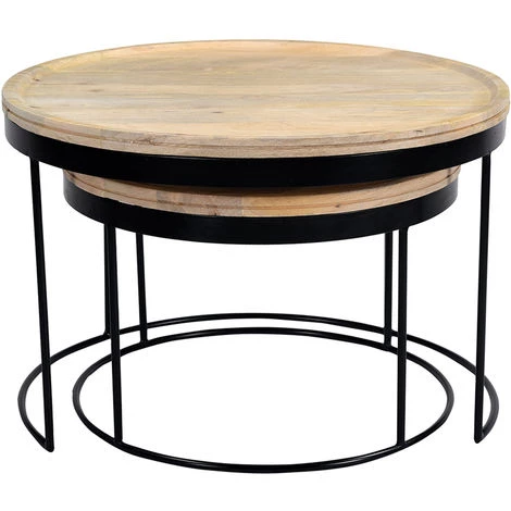 MILIBOO Tables Basses Gigognes Manguier Massif Et Métal LEDGE - Bois Clair / Noir 3 MILIBOO Tables Basses Gigognes Manguier Massif Et Métal LEDGE - Bois Clair / Noir