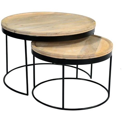 MILIBOO Tables Basses Gigognes Manguier Massif Et Métal LEDGE - Bois Clair / Noir 4 MILIBOO Tables Basses Gigognes Manguier Massif Et Métal LEDGE - Bois Clair / Noir – Image 2