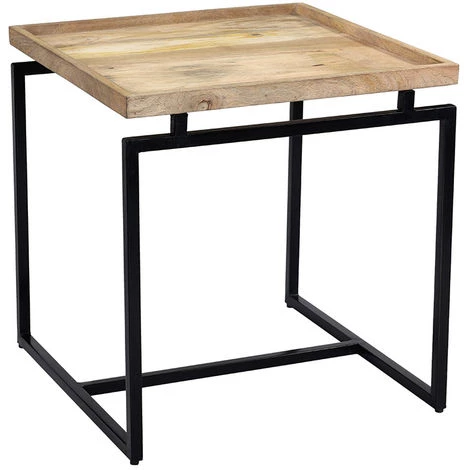 MILIBOO Table Basse Carrée En Manguier Massif Et Métal Noir L55 Cm FRAME - Bois Clair / Noir 4 MILIBOO Table Basse Carrée En Manguier Massif Et Métal Noir L55 Cm FRAME - Bois Clair / Noir – Image 2