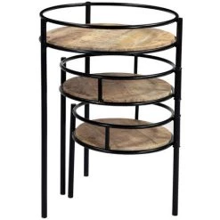 MILIBOO Support De Plantes Modulable En Métal Et Manguier Massif THREE - Bois Clair / Noir -France MILIBOO Soldes 2022 18215437 3