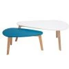 MILIBOO Tables Basses Scandinaves Blanc Et Bleu Canard (lot De 2) ARTIK - Bleu Canard