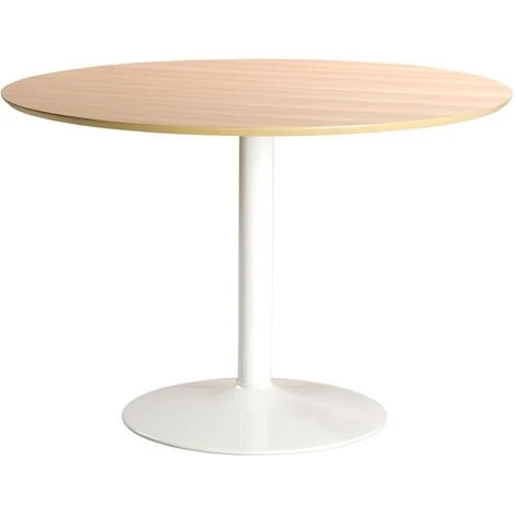 MILIBOO Table à Manger Ronde Bois Clair Et Métal Blanc D110 Cm KALI - Bois Clair / Blanc 3 MILIBOO Table à Manger Ronde Bois Clair Et Métal Blanc D110 Cm KALI - Bois Clair / Blanc