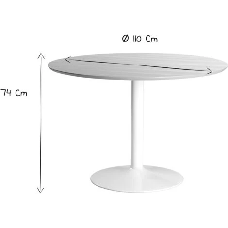 MILIBOO Table à Manger Ronde Bois Clair Et Métal Blanc D110 Cm KALI - Bois Clair / Blanc 4 MILIBOO Table à Manger Ronde Bois Clair Et Métal Blanc D110 Cm KALI - Bois Clair / Blanc – Image 2