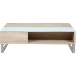 MILIBOO Table Basse Relevable Bois Clair Et Verre Fumé Blanc WYNN - Blanc -France MILIBOO Soldes 2022 18512615 2