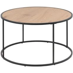 MILIBOO Table Basse Ronde Bois Et Métal Noir D80 Cm TRESCA - Bois Clair / Noir -France MILIBOO Soldes 2022 18512617 2