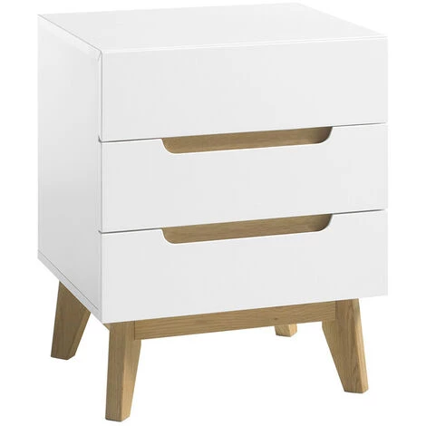 MILIBOO Table De Chevet Enfant 3 Tiroirs Blanc Mat Et Bois SKIVE - Blanc Mat 4 MILIBOO Table De Chevet Enfant 3 Tiroirs Blanc Mat Et Bois SKIVE - Blanc Mat – Image 2