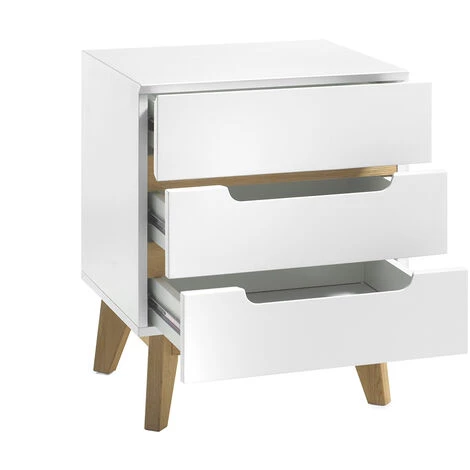 MILIBOO Table De Chevet Enfant 3 Tiroirs Blanc Mat Et Bois SKIVE - Blanc Mat 5 MILIBOO Table De Chevet Enfant 3 Tiroirs Blanc Mat Et Bois SKIVE - Blanc Mat – Image 3