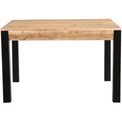 MILIBOO Table à Manger Extensible En Acacia Massif Et Métal Noir L120-210 Cm TRAP - Naturel