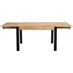 MILIBOO Table à Manger Extensible En Acacia Massif Et Métal Noir L120-210 Cm TRAP - Naturel -France MILIBOO Soldes 2022 18821651 4