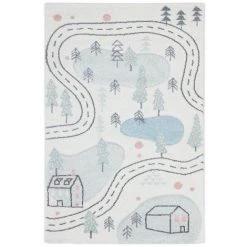MILIBOO Tapis Enfant Motif Route 100 X 150 Cm NINO - Blanc