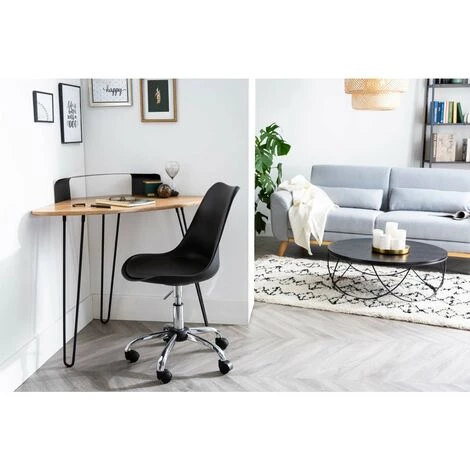 MILIBOO Bureau D'angle Design Métal Et Frêne QUARTER - Bois Clair / Noir 7 MILIBOO Bureau D'angle Design Métal Et Frêne QUARTER - Bois Clair / Noir – Image 5