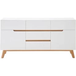 MILIBOO Buffet Scandinave Blanc Mat Et Chêne SKIVE - Blanc Mat