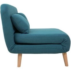 MILIBOO Banquette Convertible 2 Places En Tissu Bleu Canard AMIKO - Bleu Canard -France MILIBOO Soldes 2022 21266128 3