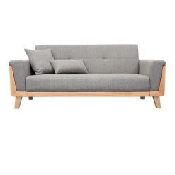 MILIBOO Canapé Scandinave 3 Places Gris Clair Et Bois FJORD - Gris Clair