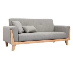 MILIBOO Canapé Scandinave 3 Places Gris Clair Et Bois FJORD - Gris Clair -France MILIBOO Soldes 2022 22794796 3
