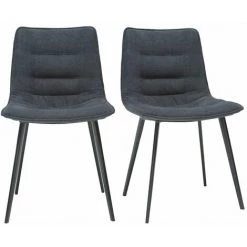 MILIBOO Chaises Design Tissu Effet Velours Gris Foncé (lot De 2) PARKER - Gris Foncé Velours