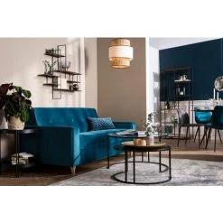 MILIBOO Canapé Convertible 3 Places En Velours Bleu Paon CIGALE - Bleu Canard Velours -France MILIBOO Soldes 2022 23211447 5