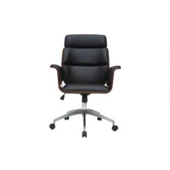 MILIBOO Fauteuil De Bureau Design Noir Et Bois Foncé ELON - Noyer / Noir