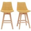 MILIBOO Tabourets De Bar Scandinaves Tissu Effet Velours Jaune Moutarde 65 Cm (lot De 2) MATILDE - Jaune Velours -France MILIBOO Soldes 2022 23731378 1