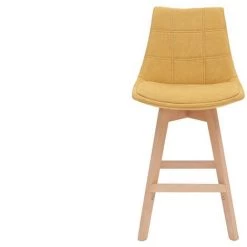 MILIBOO Tabourets De Bar Scandinaves Tissu Effet Velours Jaune Moutarde 65 Cm (lot De 2) MATILDE - Jaune Velours -France MILIBOO Soldes 2022 23731378 2